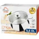 Lábas MagicHome Chloe, edény, 24 cm, 5,5 liter, üvegfedővel, rozsdamentes acél