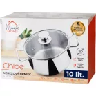 Edény MagicHome Chloe, 26 cm, 10 liter, üvegfedővel, rozsdamentes acél