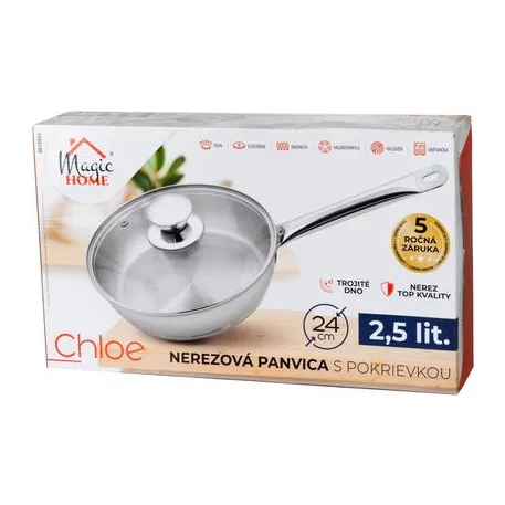 Edény MagicHome Chloe, 30 cm, 15 liter, üvegfedővel, rozsdamentes acél