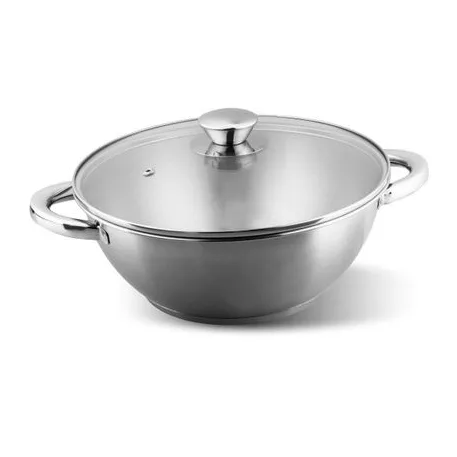 Wok edény MagicHome Chloe, 26 cm, 5 liter, üvegfedővel, rozsdamentes acél