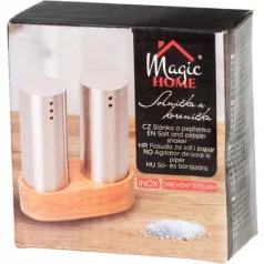   Só- és borsszóró készlet MagicHome, fa állvány, rozsdamentes acél