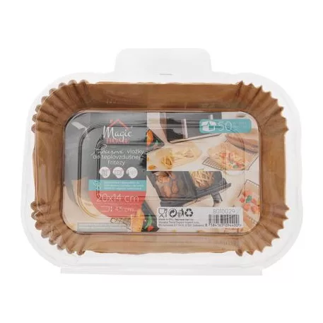 Papír MagicHome, sütéshez, forró levegős fritőzbe, élelmiszeripari papír, 22x14x4,5 cm, 50 db