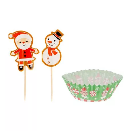 Papír és fogpiszkáló készlet MagicHome Karácsony, muffinokhoz sütéshez, 48 db-os készlet