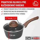 MagicHome Black Marble Line lábas, üvegfedővel, 16 cm