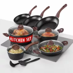 Étkészlet MagicHome Black Marble Line, 13 részes