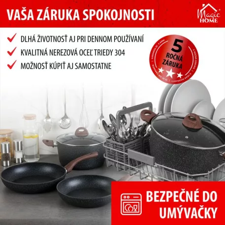 Étkészlet MagicHome Black Marble Line, 13 részes