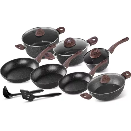 Étkészlet MagicHome Black Marble Line, 13 részes