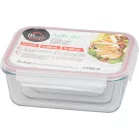 MagicHome 3 db-os négyzet üveg tárolóedény szett, fedővel, 400/900/1900 ml