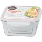 MagicHome 3 db-os négyzet üveg tárolóedény szett, fedővel, 450/1000/1900 ml