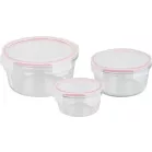 MagicHome 3 db-os kerek, üveg tárolóedény szett, fedővel, 370/800/1500 ml