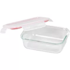   MagicHome üveg tárolóedény, téglalap alakú, 650 ml, fedővel, Clip