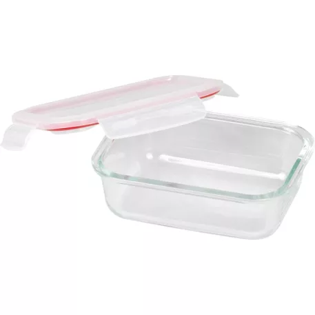 MagicHome üveg tárolóedény, téglalap alakú, 650 ml, fedővel, Clip