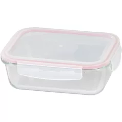   MagicHome üveg tárolóedény, téglalap alakú 1000 ml, fedővel, Clip