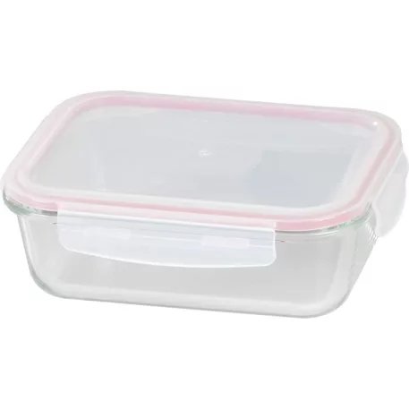 MagicHome üveg tárolóedény, téglalap alakú 1000 ml, fedővel, Clip