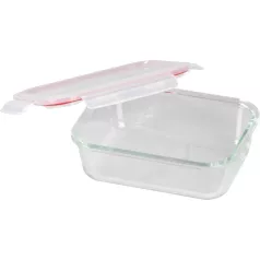   MagicHome üveg tárolóedény, téglalap alakú 1000 ml, fedővel, Clip