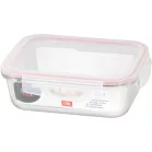 MagicHome üveg tárolóedény, téglalap alakú 1000 ml, fedővel, Clip