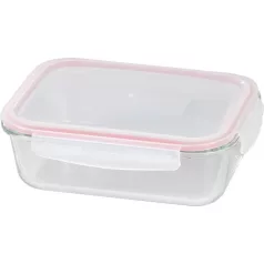   MagicHome üveg tárolóedény, téglalap alakú, 1500 ml, fedővel, Clip