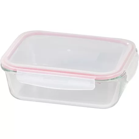 MagicHome üveg tárolóedény, téglalap alakú, 1500 ml, fedővel, Clip