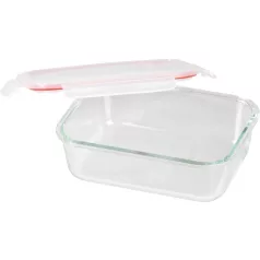   MagicHome üveg tárolóedény, téglalap alakú, 1500 ml, fedővel, Clip