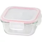 MagicHome üveg tárolóedény, négyzet alakú 520 ml, fedővel, Clip