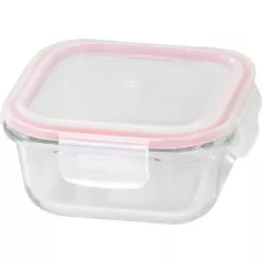  MagicHome üveg tárolóedény, négyzet alakú 520 ml, fedővel, Clip