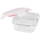 MagicHome üveg tárolóedény, négyzet alakú 520 ml, fedővel, Clip