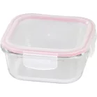 MagicHome üveg tárolóedény, négyzet alakú 800 ml, fedővel, Clip