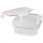 MagicHome üveg tárolóedény, négyzet alakú 800 ml, fedővel, Clip