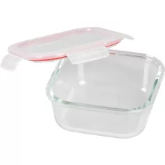   MagicHome üveg tárolóedény, négyzet alakú 800 ml, fedővel, Clip