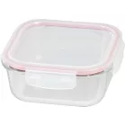 MagicHome üveg tárolóedény, négyzet alakú, 1200 ml, fedővel, Clip