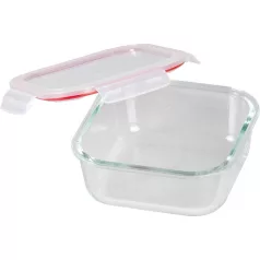   MagicHome üveg tárolóedény, négyzet alakú, 1200 ml, fedővel, Clip