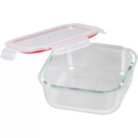 MagicHome üveg tárolóedény, négyzet alakú, 1200 ml, fedővel, Clip