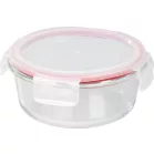 MagicHome üveg tárolóedény, kerek, 650 ml, fedővel, Clip