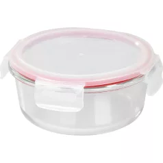   MagicHome üveg tárolóedény, kerek, 650 ml, fedővel, Clip