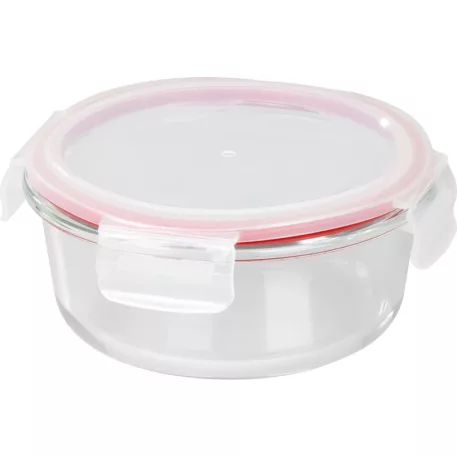 MagicHome üveg tárolóedény, kerek, 650 ml, fedővel, Clip