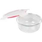 MagicHome üveg tárolóedény, kerek, 650 ml, fedővel, Clip