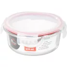 MagicHome üveg tárolóedény, kerek, 650 ml, fedővel, Clip