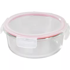   MagicHome üveg tárolóedény, kerek, 950 ml, fedővel, Clip