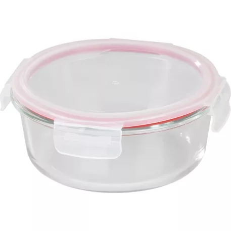 MagicHome üveg tárolóedény, kerek, 950 ml, fedővel, Clip