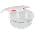 MagicHome üveg tárolóedény, kerek, 950 ml, fedővel, Clip