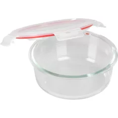   MagicHome üveg tárolóedény, kerek, 950 ml, fedővel, Clip