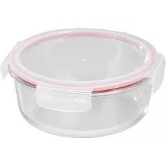   MagicHome üveg tárolóedény, kerek, 1300 ml, fedővel, Clip