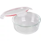 MagicHome üveg tárolóedény, kerek, 1300 ml, fedővel, Clip