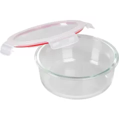   MagicHome üveg tárolóedény, kerek, 1300 ml, fedővel, Clip