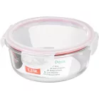 MagicHome üveg tárolóedény, kerek, 1300 ml, fedővel, Clip