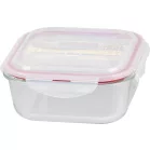 MagicHome üveg tárolóedény, négyzet alakú 1200 ml, evőeszközzel, Clip