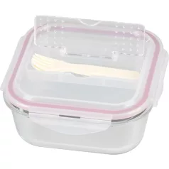   MagicHome üveg tárolóedény, négyzet alakú 1200 ml, evőeszközzel, Clip