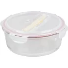 MagicHome üveg tárolóedény, kerek, 1200 ml, fedővel, evőeszközzel