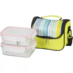   MagicHome téglalap alakú üveg ételhordó, 2 db-os szett, 2 x 900 ml, termotáska