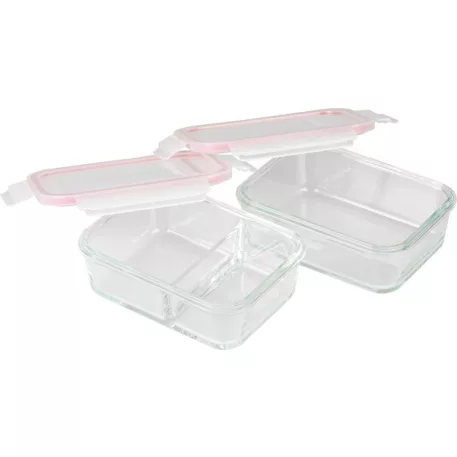 MagicHome téglalap alakú üveg ételhordó, 2 db-os szett, 2 x 900 ml, termotáska